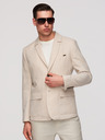 Ombre Clothing Pánske sako REGULAR strihu s plátnom - béžové V1 M169 Ombre Clothing
