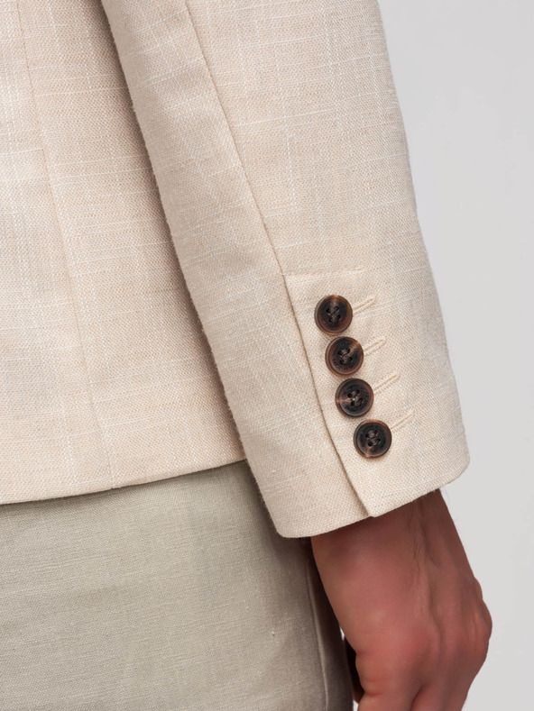 Ombre Clothing Pánske sako REGULAR strihu s plátnom - béžové V1 M169 Ombre Clothing