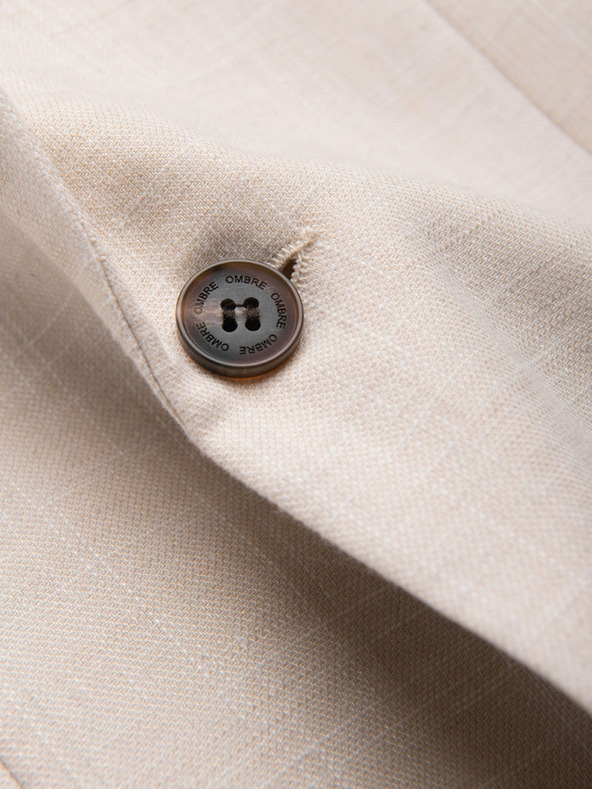 Ombre Clothing Pánske sako REGULAR strihu s plátnom - béžové V1 M169 Ombre Clothing