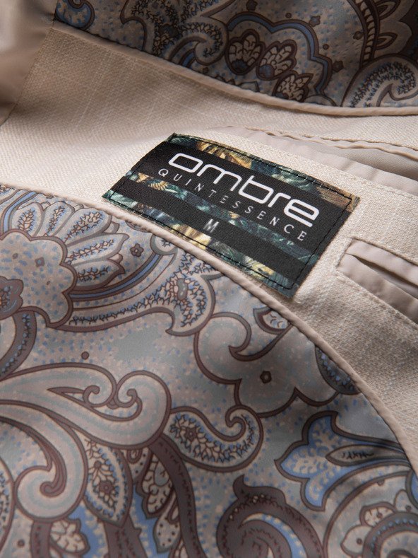 Ombre Clothing Pánske sako REGULAR strihu s plátnom - béžové V1 M169 Ombre Clothing
