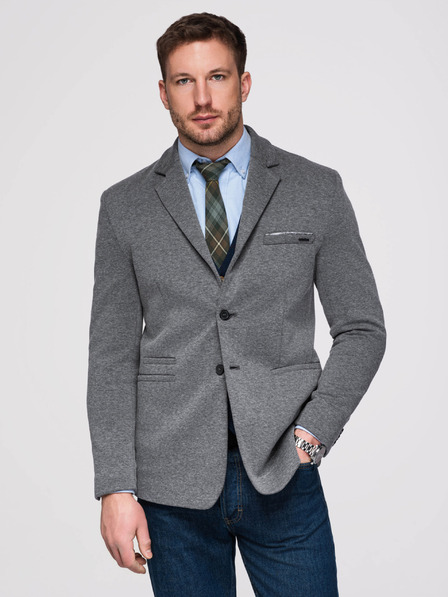 Ombre Clothing Pánske pletené sako strihu SLIM FIT - grafitové V1 M170 Ombre Clothing