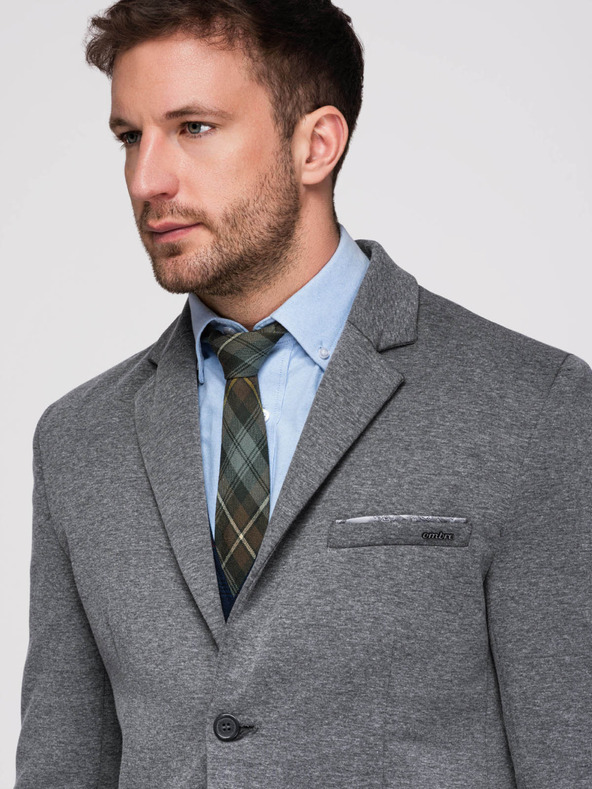 Ombre Clothing Pánske pletené sako strihu SLIM FIT - grafitové V1 M170 Ombre Clothing