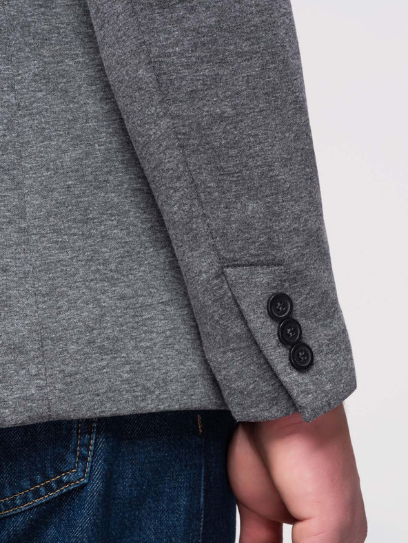 Ombre Clothing Pánske pletené sako strihu SLIM FIT - grafitové V1 M170 Ombre Clothing