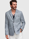Ombre Clothing Pánske sako REGULAR strihu s plátnom - svetlo modré V4 M169 Ombre Clothing