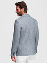 Ombre Clothing Pánske sako REGULAR strihu s plátnom - svetlo modré V4 M169 Ombre Clothing