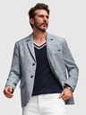 Ombre Clothing Pánske sako REGULAR strihu s plátnom - svetlo modré V4 M169 Ombre Clothing