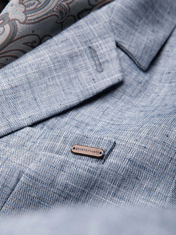 Ombre Clothing Pánske sako REGULAR strihu s plátnom - svetlo modré V4 M169 Ombre Clothing