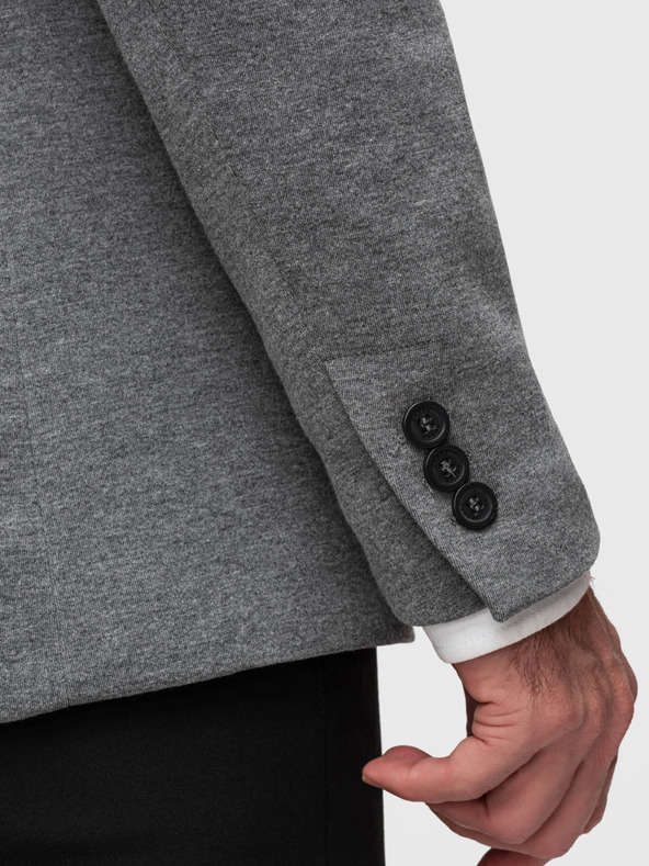 Ombre Clothing Pánske pletené sako strihu SLIM FIT - svetlo šedé V2 M170 Ombre Clothing