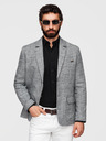 Ombre Clothing Pánske sako REGULAR strihu s plátnom - grafitová V5 M169 Ombre Clothing