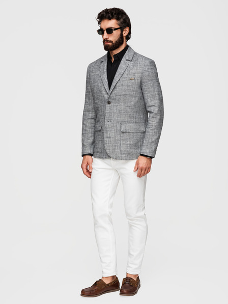 Ombre Clothing Pánske sako REGULAR strihu s plátnom - grafitová V5 M169 Ombre Clothing