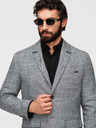 Ombre Clothing Pánske sako REGULAR strihu s plátnom - grafitová V5 M169 Ombre Clothing