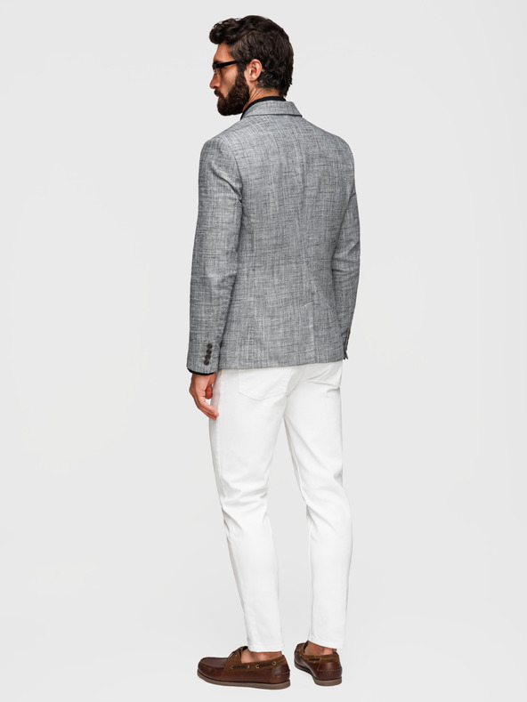 Ombre Clothing Pánske sako REGULAR strihu s plátnom - grafitová V5 M169 Ombre Clothing