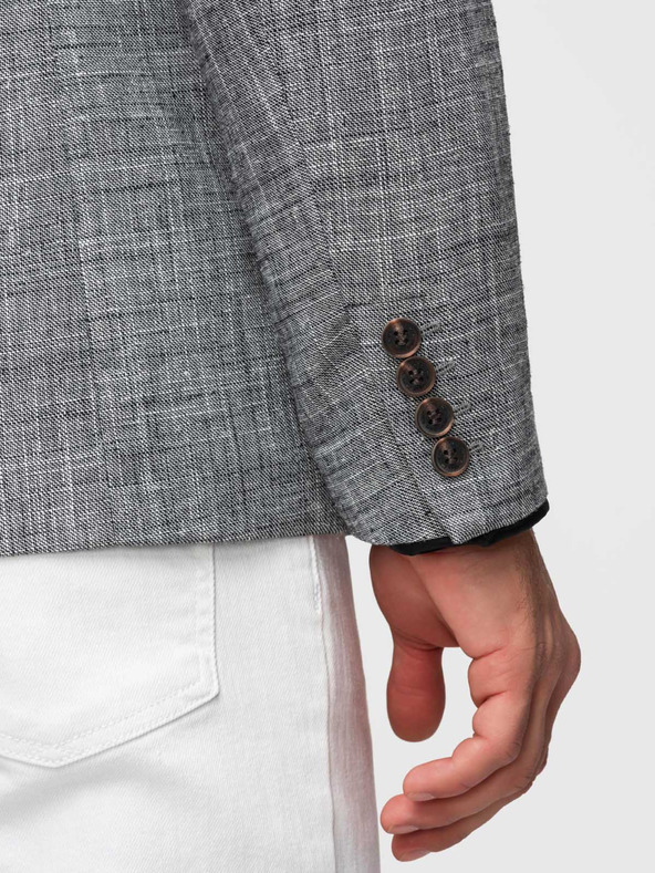 Ombre Clothing Pánske sako REGULAR strihu s plátnom - grafitová V5 M169 Ombre Clothing