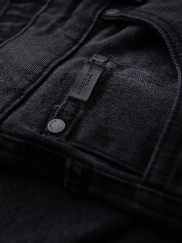 Ombre Clothing Pánske džínsové nohavice JOGGERY s klasickým rozparkom - čierne V3 OM-PADJ-0265 Ombre Clothing