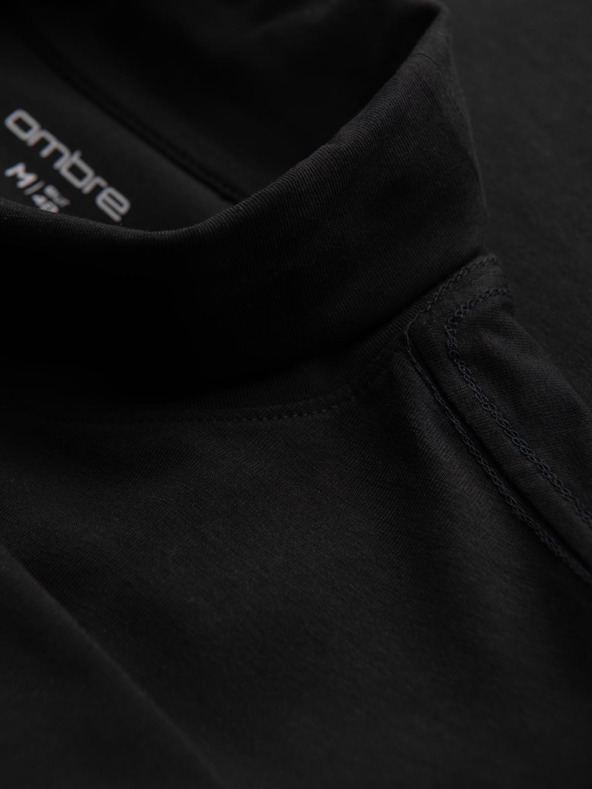 Ombre Clothing Pánsky rolák s dlhým rukávom - čierny V1 OM-LSCL-0130 Ombre Clothing