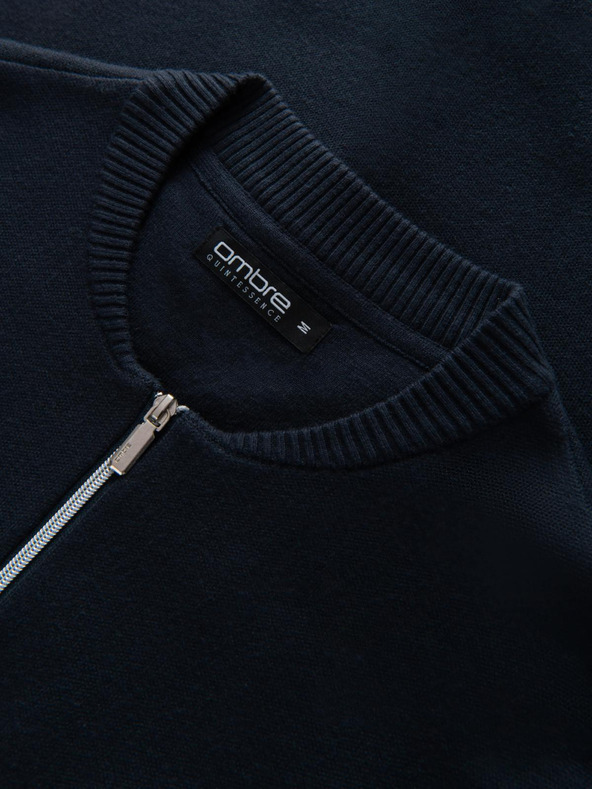 Ombre Clothing Pánsky sveter na zips - tmavo modrý V1 OM-SWZS-0146 Ombre Clothing