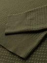 Ombre Clothing Pánsky štruktúrovaný sveter s guľatým výstrihom - olivový V1 OM-SWSW-0181 Ombre Clothing