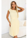 numoco LILA Klasické plisované šaty s krátkym rukávom a páskom - maslivožltá