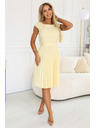 numoco LILA Klasické plisované šaty s krátkym rukávom a páskom - maslivožltá