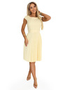 numoco LILA Klasické plisované šaty s krátkym rukávom a páskom - maslivožltá