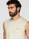 Ombre Clothing Pánske bavlnené tričko TANK TOP bez rukávov - krémová V3 OM-TSTT-0243 Ombre Clothing