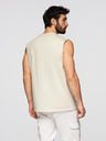 Ombre Clothing Pánske bavlnené tričko TANK TOP bez rukávov - krémová V3 OM-TSTT-0243 Ombre Clothing