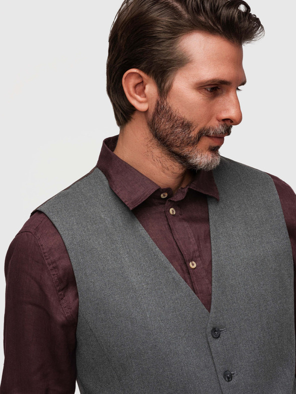 Ombre Clothing Pánska klasická obleková vesta s podšívkou - grafitová V3 V64 Ombre Clothing