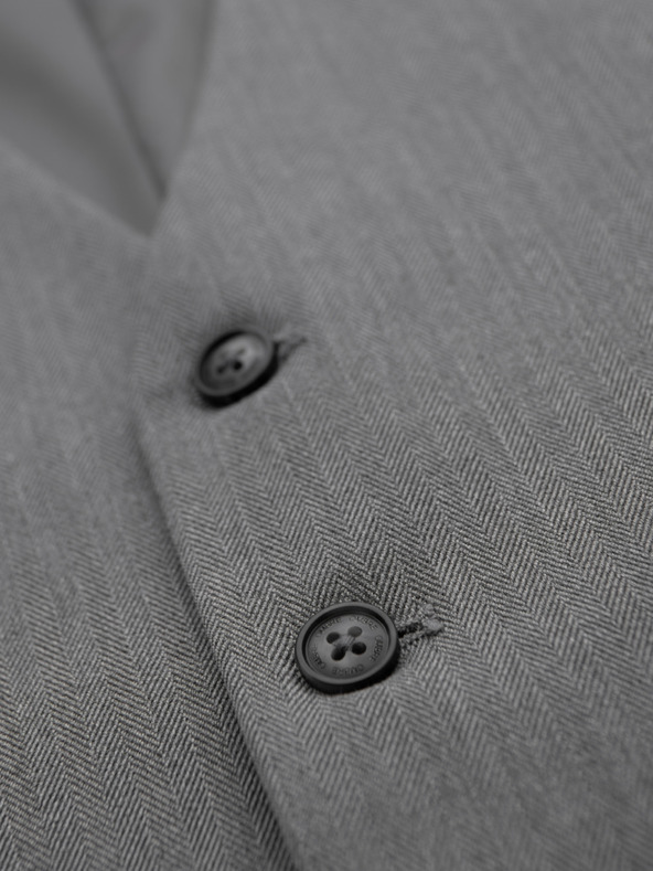 Ombre Clothing Elegantná klasická pánska vesta v tvare rybej kosti SLIM FIT - sivá V1 V65 Ombre Clothing