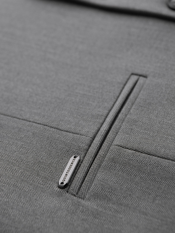 Ombre Clothing Elegantná klasická pánska vesta v tvare rybej kosti SLIM FIT - sivá V1 V65 Ombre Clothing