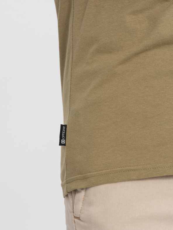 Ombre Clothing Khaki pánske tričko Ombre Oblečenie