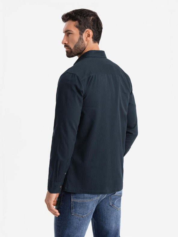 Ombre Clothing Tmavomodrá pánska košeľa Ombre Clothing na vrchné oblečenie