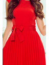 numoco Plisované šaty s krátkymi rukávmi - červené Numoco LILA