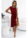 numoco Plisované šaty s krátkym rukávom - bordové Numoco LILA