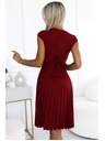 numoco Plisované šaty s krátkym rukávom - bordové Numoco LILA
