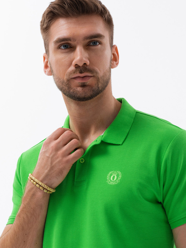 Ombre Clothing Zelená pánska základná polokošeľa Ombre Oblečenie