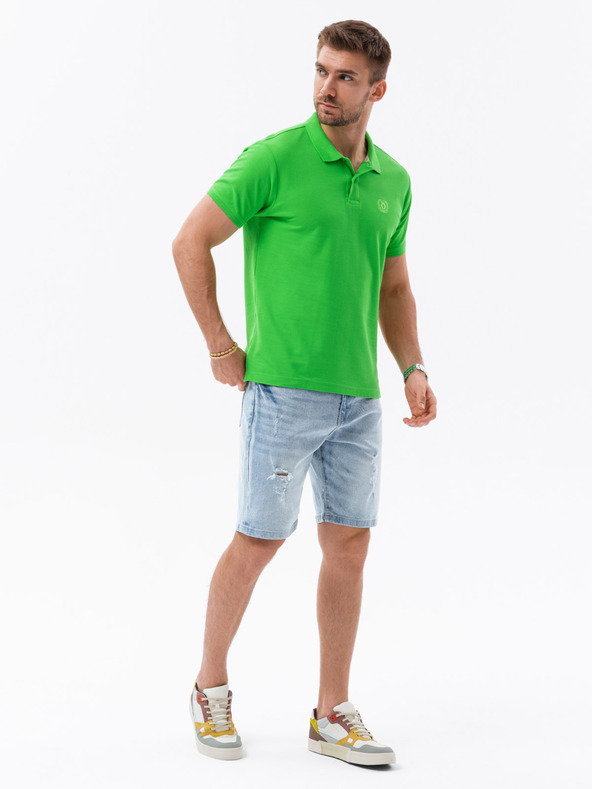 Ombre Clothing Zelená pánska základná polokošeľa Ombre Oblečenie