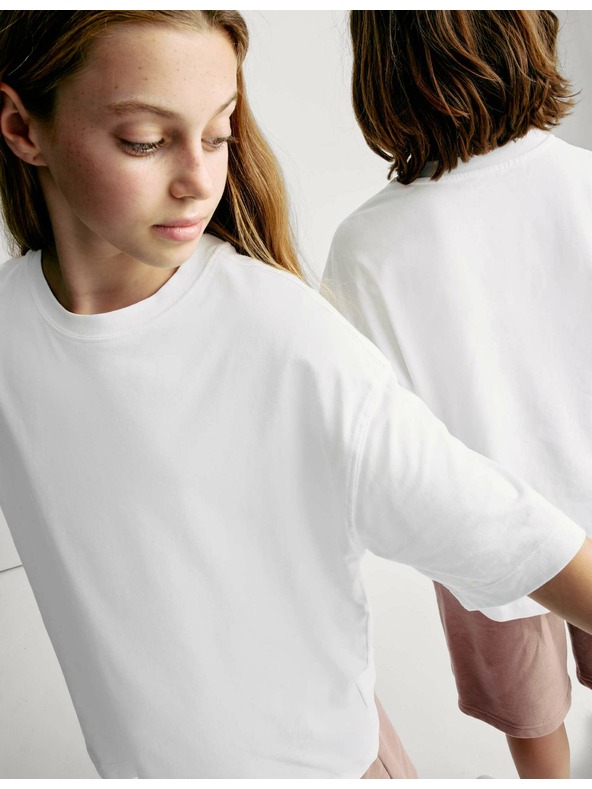 Marks & Spencer Jednofarebné tričko z čistej bavlny (2-16 rokov) Marks & Spencer biela