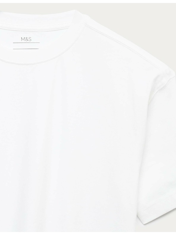 Marks & Spencer Jednofarebné tričko z čistej bavlny (2-16 rokov) Marks & Spencer biela