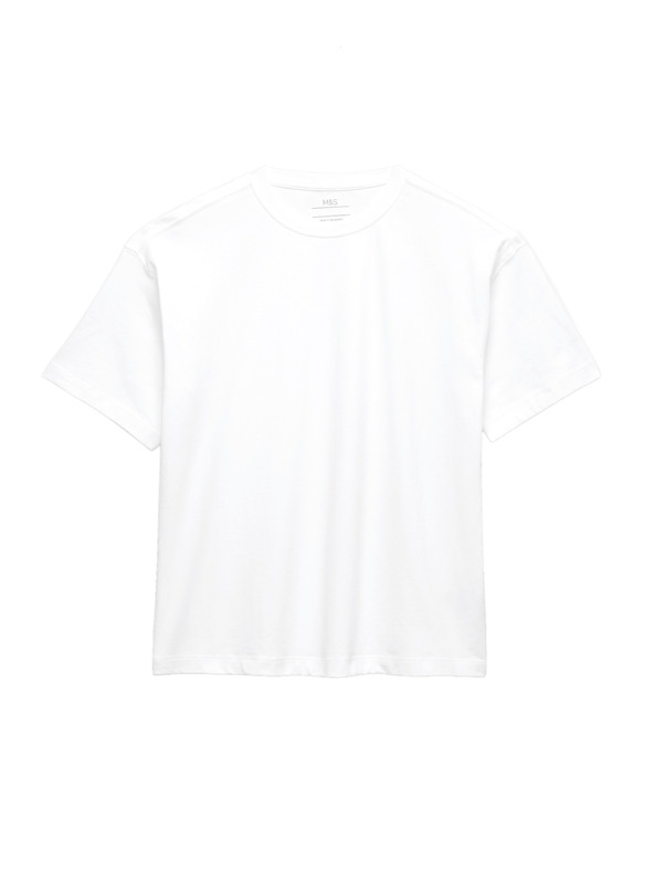 Marks & Spencer Jednofarebné tričko z čistej bavlny (2-16 rokov) Marks & Spencer biela