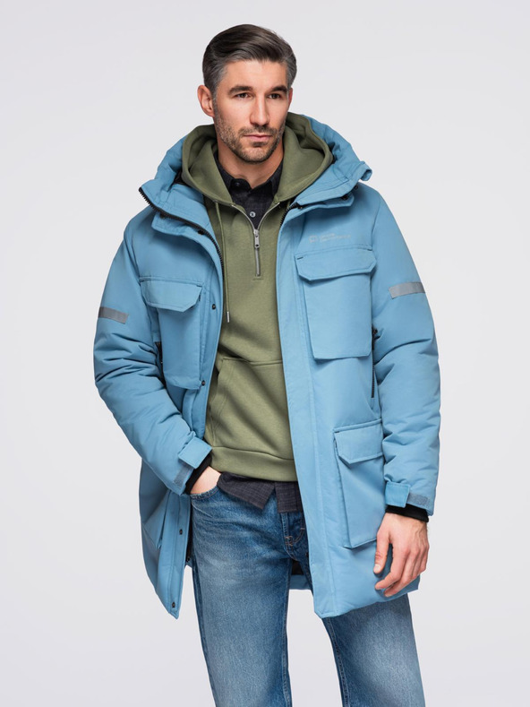 Ombre Clothing Pánska zateplená dlhá bunda Ombre Oblečenie
