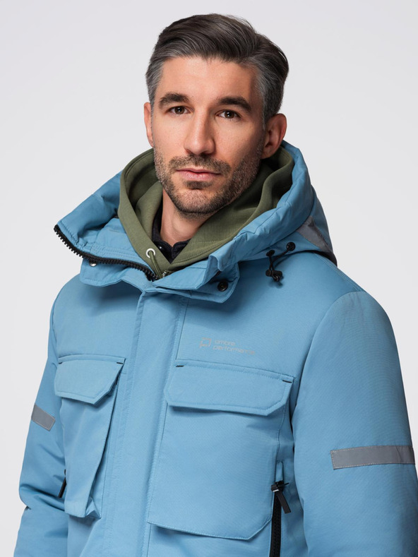 Ombre Clothing Pánska zateplená dlhá bunda Ombre Oblečenie