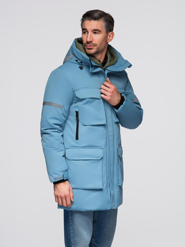 Ombre Clothing Pánska zateplená dlhá bunda Ombre Oblečenie