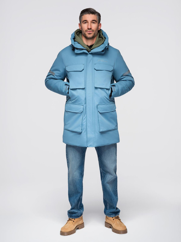 Ombre Clothing Pánska zateplená dlhá bunda Ombre Oblečenie