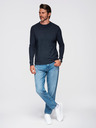 Ombre Clothing Pánsky pletený polovičný rolák s viskózou - tmavomodrý V4 OM-SWTN-0125 Ombre Oblečenie