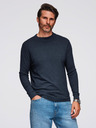 Ombre Clothing Pánsky pletený polovičný rolák s viskózou - tmavomodrý V4 OM-SWTN-0125 Ombre Oblečenie
