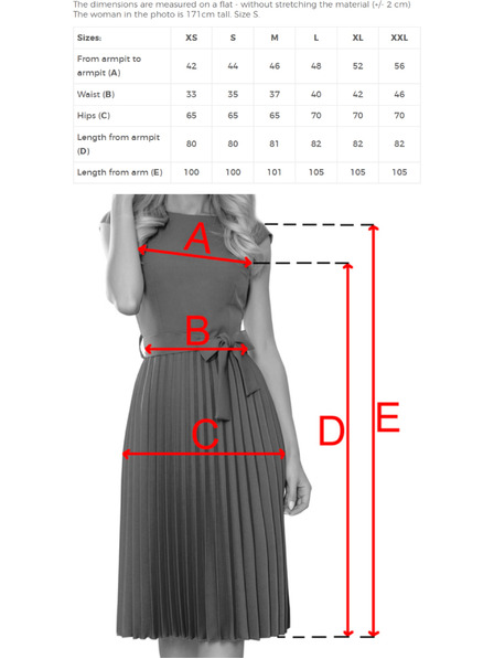 numoco LILA Plisované šaty s krátkym rukávom a pásom - šedé