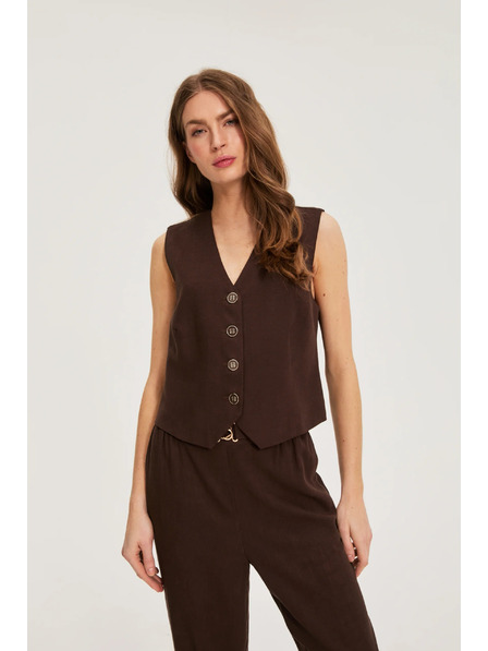 Moodo Vesta s prímiešaninou ľanu hnedá Moodo