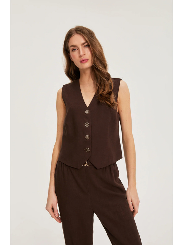 Moodo Vesta s prímiešaninou ľanu hnedá Moodo