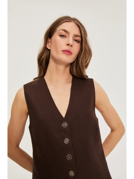 Moodo Vesta s prímiešaninou ľanu hnedá Moodo