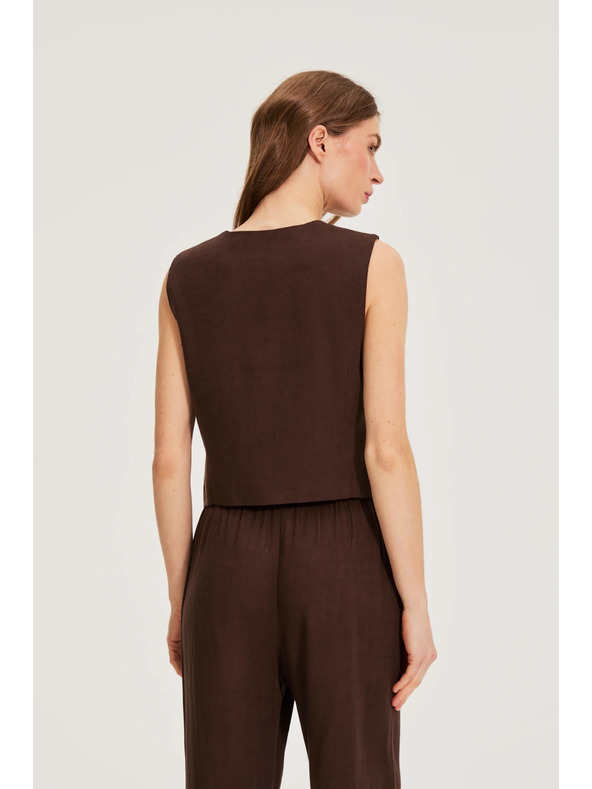 Moodo Vesta s prímiešaninou ľanu hnedá Moodo